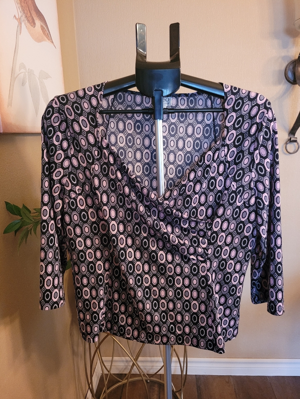 Cleo Top with Black and Pink Pattern